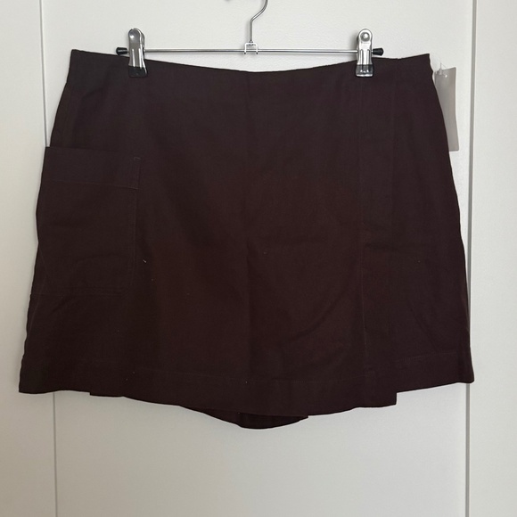 Uniqlo Linen Blend Skort - Dark Brown - Picture 2 of 4